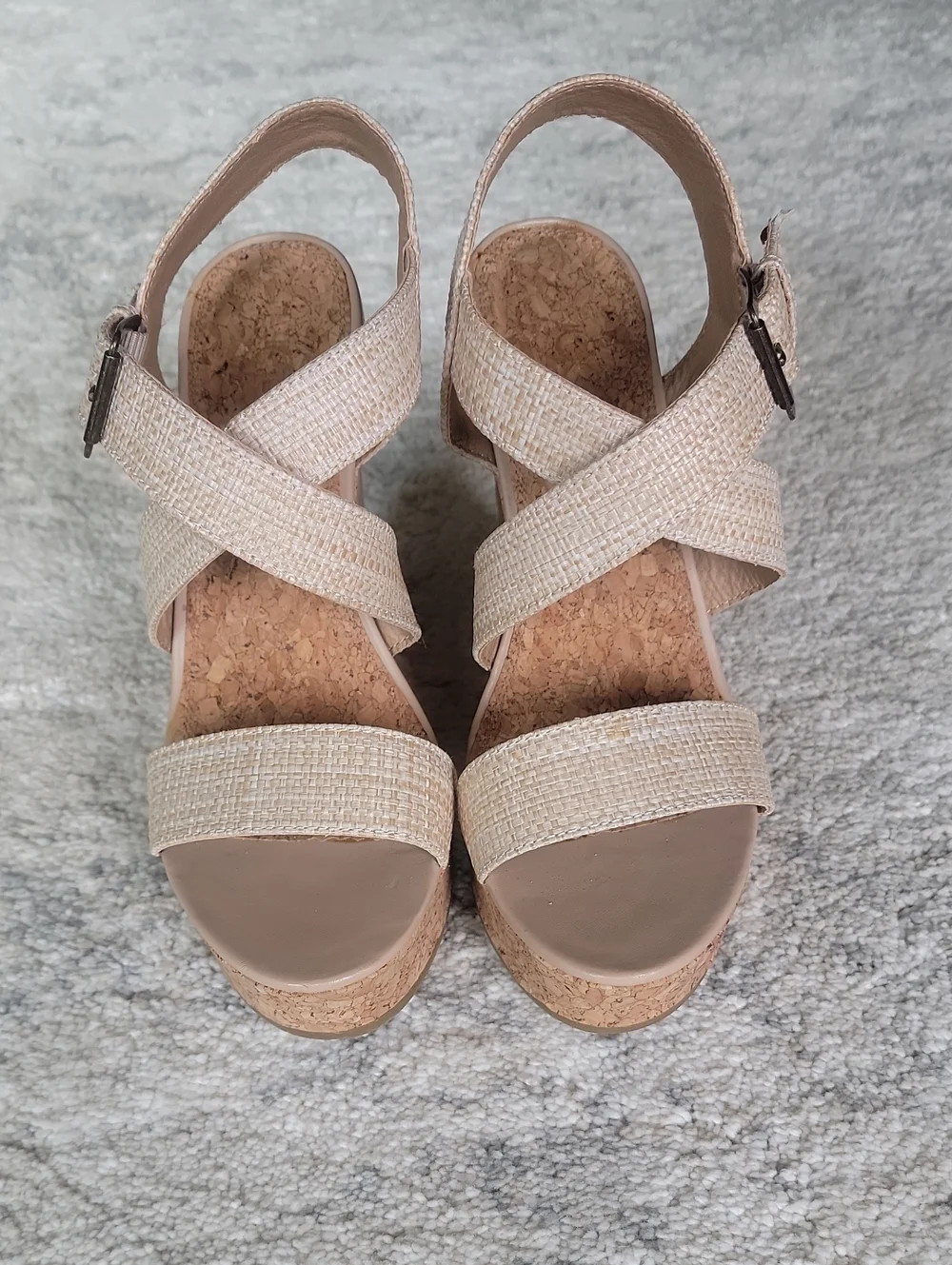 Women’s Strappy Cork Wedge Sandals - Beige